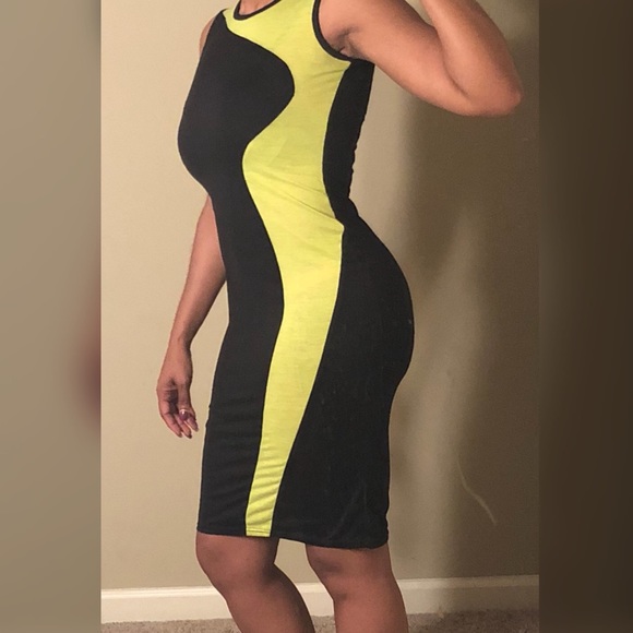 Black and Neon Midi Dress - Picture 1 of 1